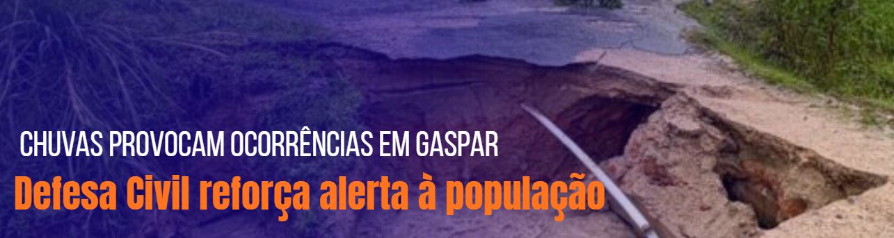 Chuvas provocam ocorrências em Gaspar e Defesa Civil reforça alerta à população