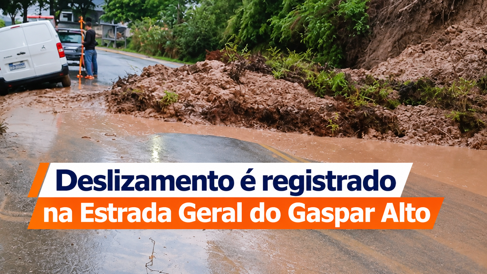 Deslizamento é registrado na Estrada Geral do Gaspar Alto
